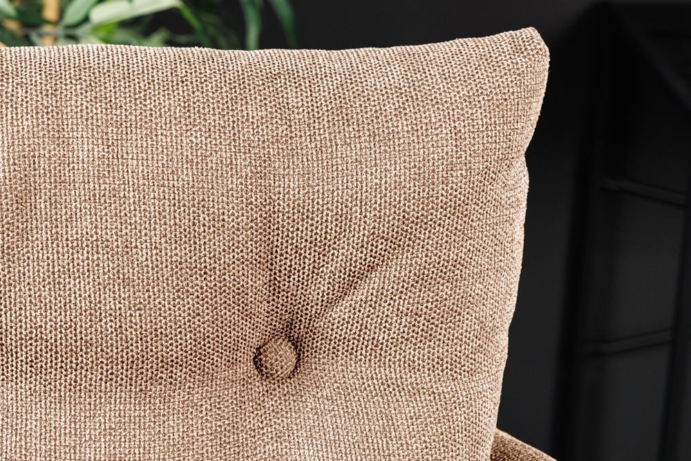 Drehbarer Design Barhocker BIG GEORGE champagner beige Samt Taschenfederkern Armlehne