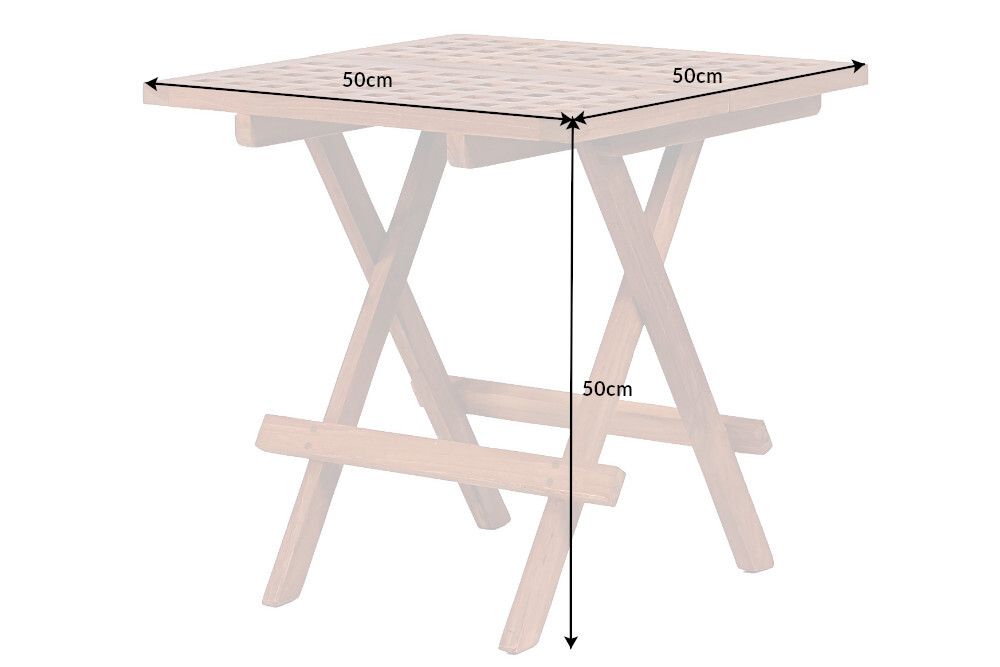 Wetterfester Beistelltisch EMPIRE TEAK 50cm Massivholz klappbar
