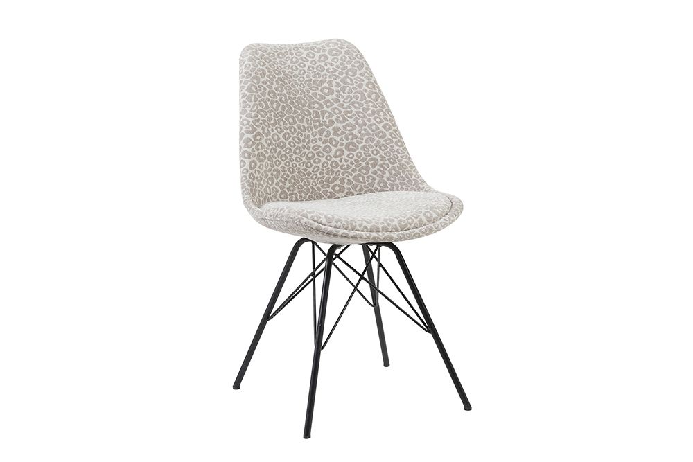 Design Stuhl SCANDINAVIA MEISTERSTÜCK beige grau Chenille schwarz Metallgestell