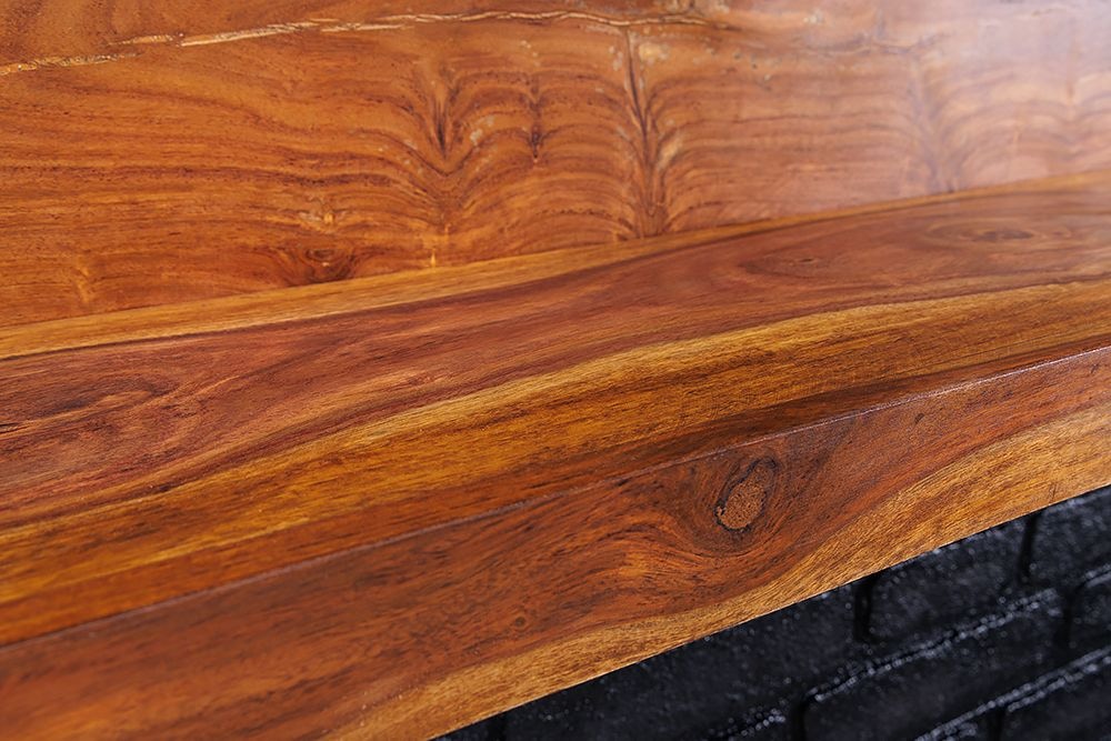 Massives Wandregal MAKASSAR 140cm braun Sheeshamholz stone finish