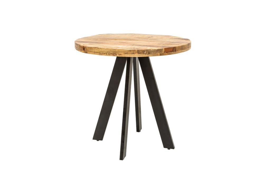 Massiver Esstisch IRON CRAFT 100cm rund natur Mangoholz schwarzes Metallgestell