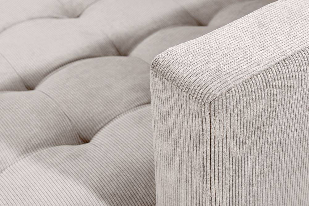 Modernes Ecksofa STOCKHOLM 220cm hellgrau Cordstoff Federkern 3-Sitzer-Sofa