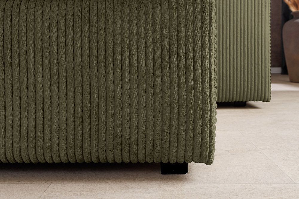 Design Ecksofa ATMOSPHERE XL 245cm grün Cord Federkern inkl. Kissen