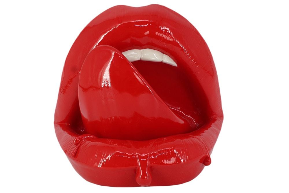 Deko-Figur LIP 25cm rot weiß Hochglanz handmade Pop-Art