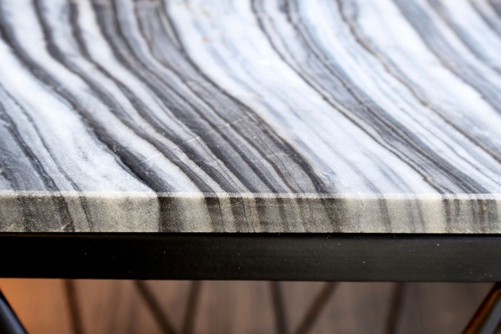 Design Beistelltisch DIAMOND 50cm grau Marmor schwarz Metall