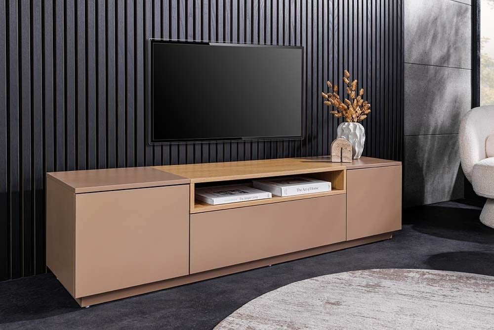 Modernes TV-Board LOFT 160cm natur grau beige greige drei Fächer Schublade » Jetzt kaufen