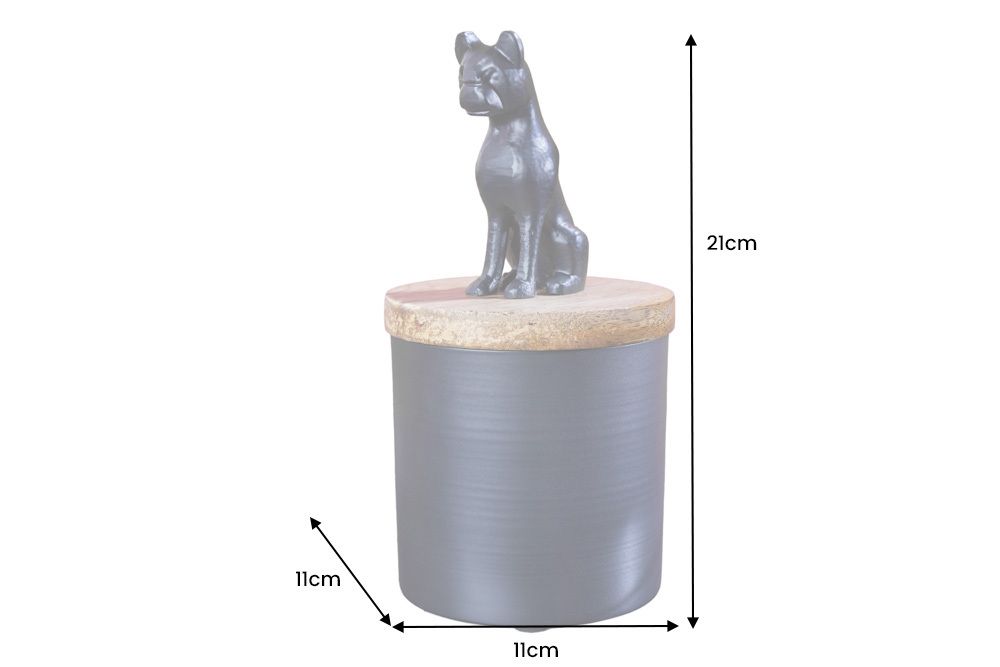 Design Dose PANTHER 20cm schwarz natur Mangoholz Panther-Figur Metall Dekoration