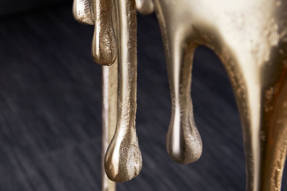 Extravaganter Beistelltisch LIQUID LINE 50cm gold Tropfen-Design Metall Aluminium rund