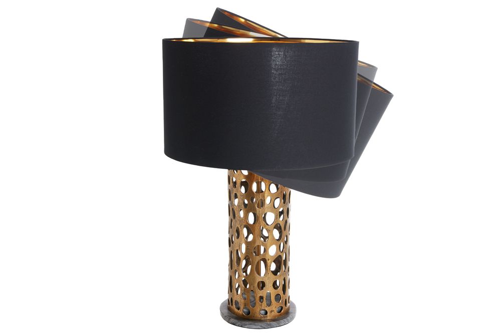Design Tischlampe ABSTRACT LEAF kupfer antik Metall Marmorfuß handmade