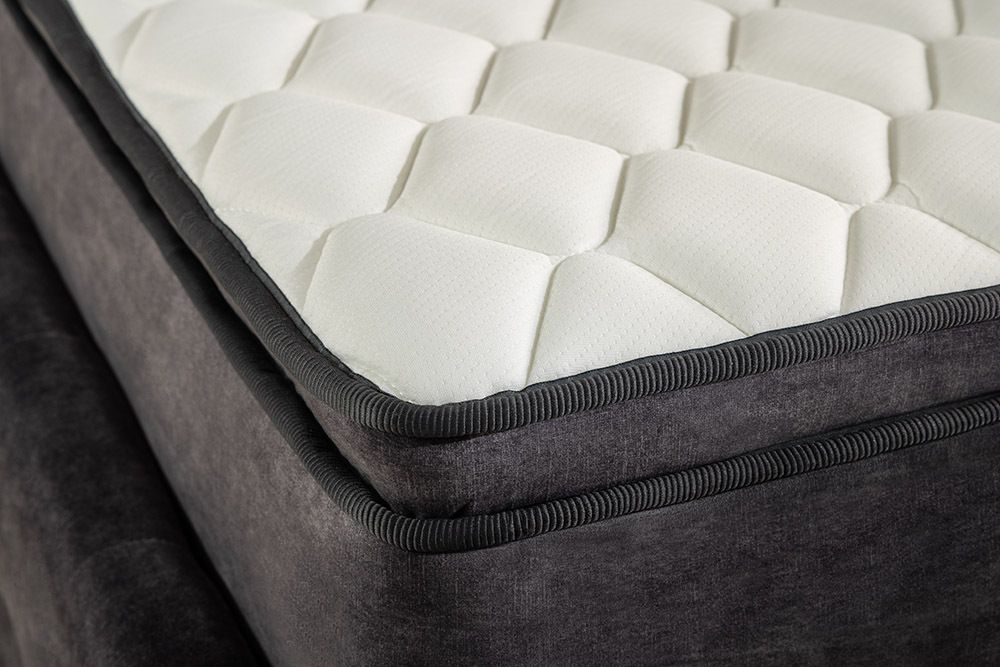 Boxbett PARIS 180x200cm grau Samt mit Stauraum inkl. Matratze und Topper