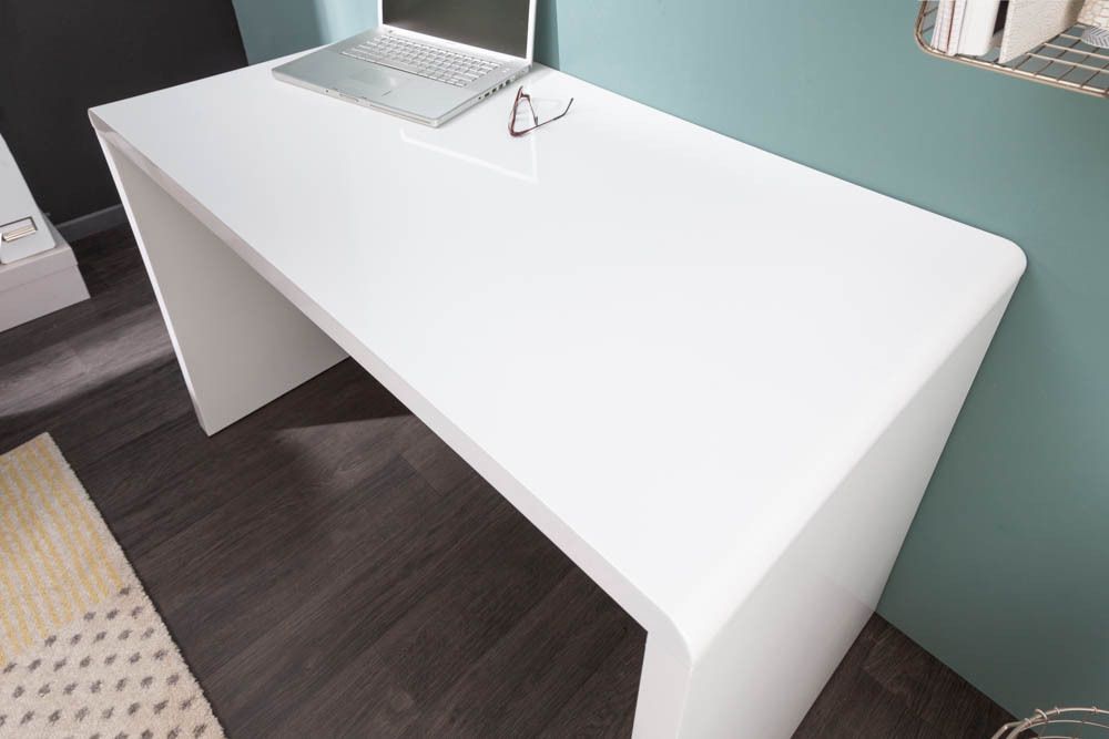 Design Schreibtisch FAST TRADE 120cm weiß Hochglanz Bürotisch