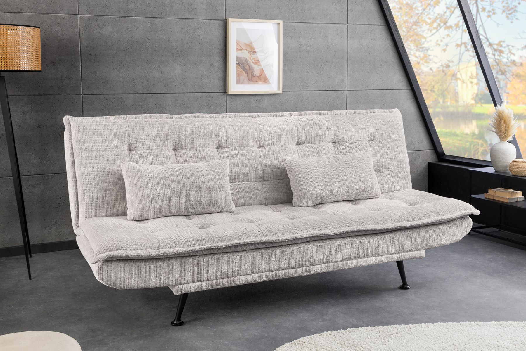 Modernes Schlafsofa JAZZ 190cm champagner beige Chenille 3-Sitzer Couch