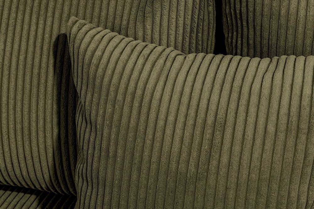 Moderne XXL Wohnlandschaft KENT 305cm grün Cord Bigsofa inkl. Hocker Federkern