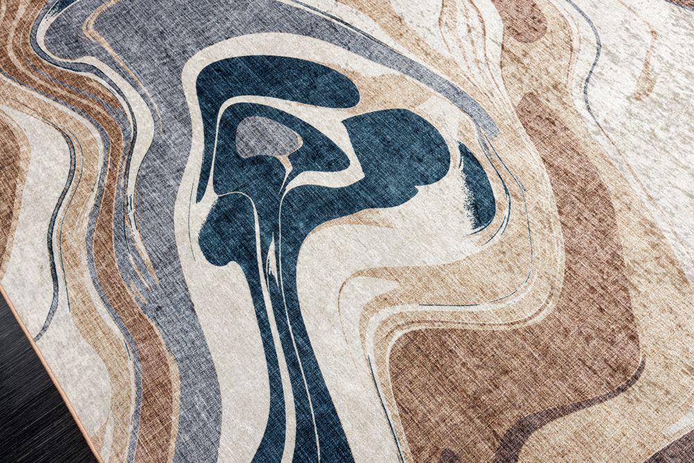 Moderner Teppich EARTH 230x160cm braun beige blau Flachgewebe Indoor