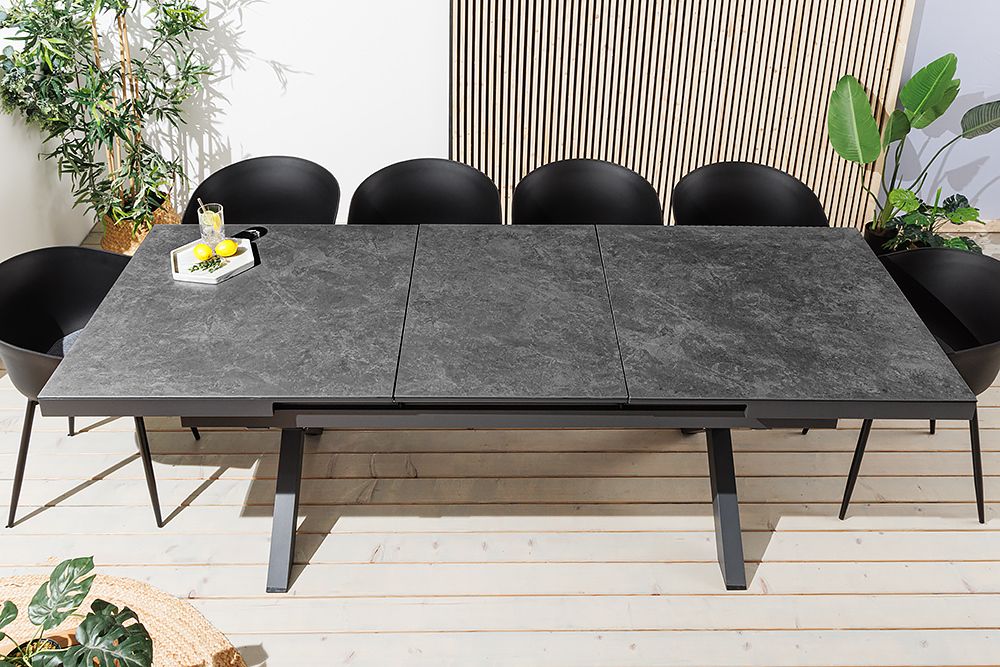 Ausziehbarer In- und Outdoor Esstisch EMPIRE 180-240cm anthrazit Keramik Gartentisch