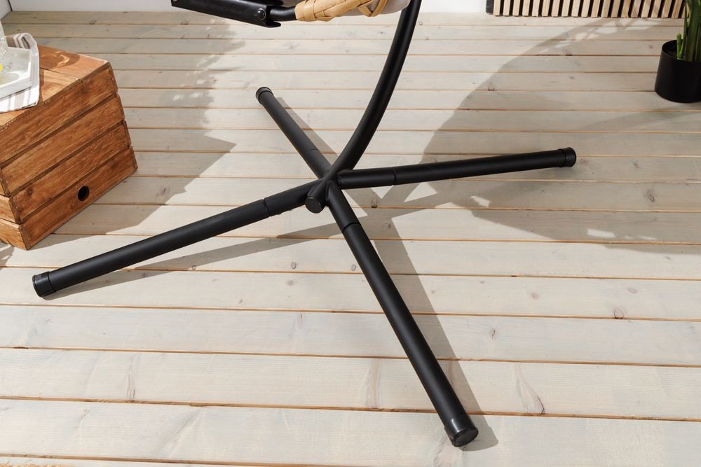 In- und Outdoor Hängesessel IBIZA natur beige Rattan mit Gestell wetterfest inkl. Kissen