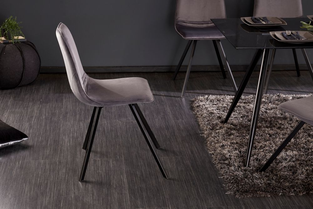 Retro Stuhl AMSTERDAM CHAIR dunkelgrau Samt Designklassiker