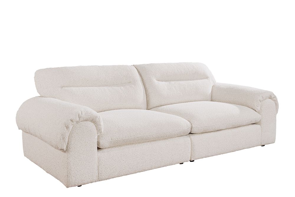 4-Sitzer Sofa SIXTH SENSE 245cm beige Bouclé-Strickstoff mit Nosagfederung und Daunenfedern