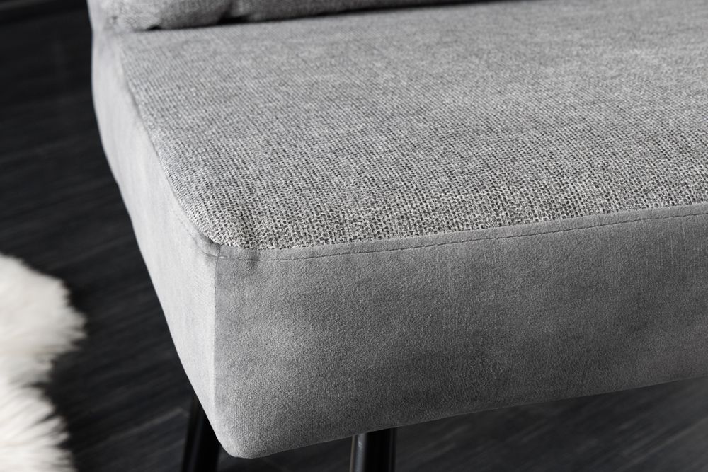 Moderne Sitzbank BIG GEORGE 160cm grau Samt Strukturstoff Taschenfederkern Metall