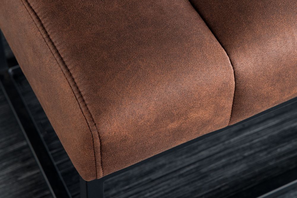 Design Sitzbank PETIT BEAUTÉ 110cm antik braun Microfaser schwarzes Metallgestell