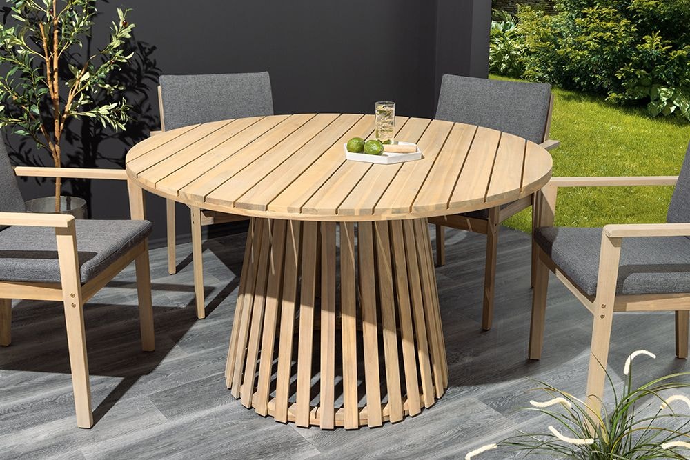 Runder Gartentisch KOPENHAGEN 120cm natur Akazie Massivholz In- und Outdoor wetterfest
