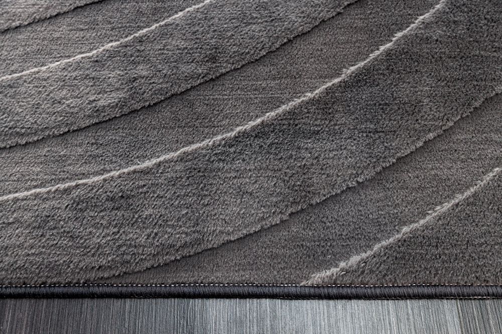 3D strukturierter Kurzflor Teppich WAVE 230x160cm anthrazit Hoch-Tief-Effekt