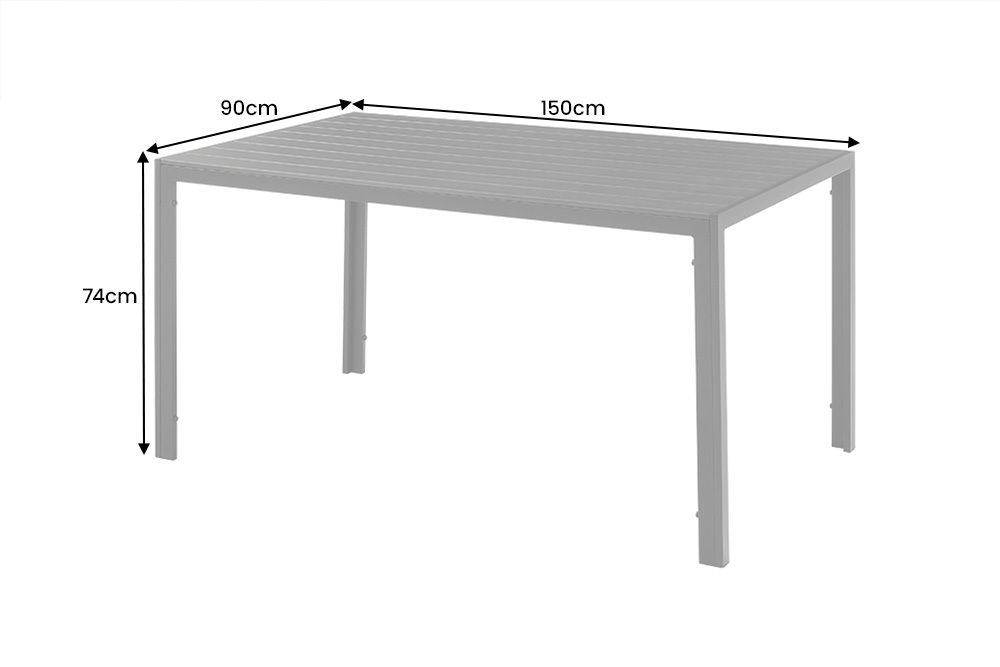 Moderner Gartentisch DESIGNO 150cm anthrazit schwarz Aluminium wetterfest Outdoor Esstisch