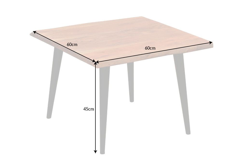 Massiver Beistelltisch ORGANIC LIVING 60cm braun Akazie Couchtisch Live Edge