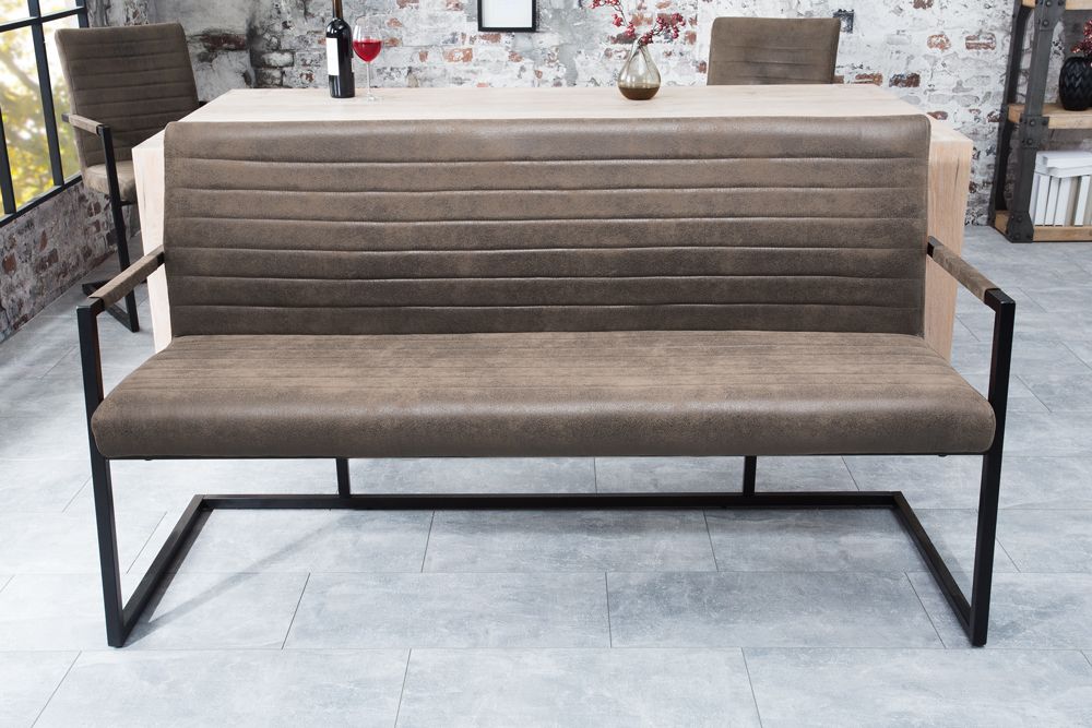 Industrial Freischwinger Bank LOFT 160cm taupe mit Armlehne