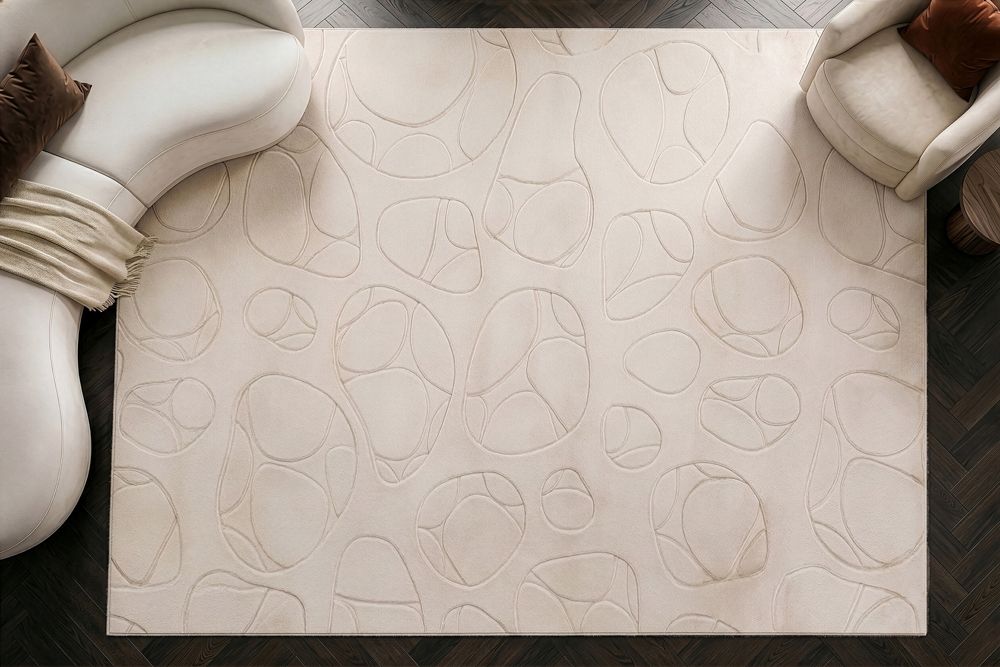 3D Hochflor Teppich LUNA 300x230cm beige Hoch-Tief-Effekt Indoor-Teppich