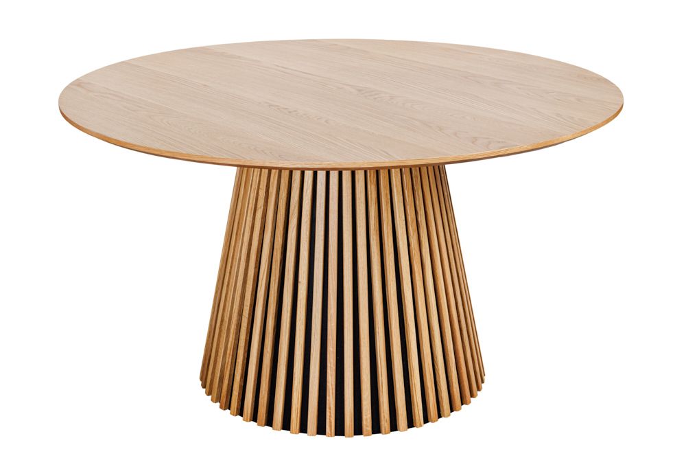 Runder Esstisch VALHALLA WOOD 120cm natur Eichenholz Säulenfuß