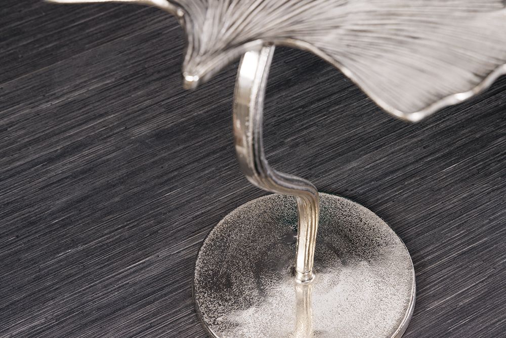 Dekorativer Beistelltisch GINKGO LEAF 55cm silber handmade Metall