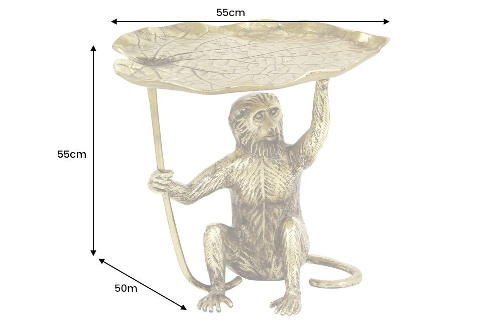 Design Beistelltisch WILDLIFE MONKEY 60cm gold antik Metall handmade