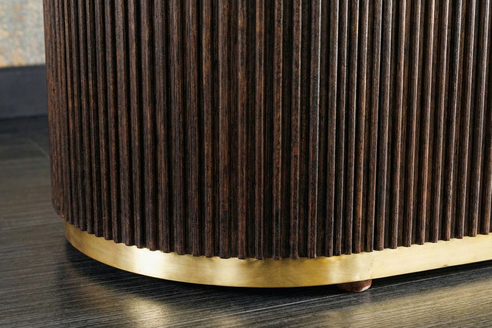 Design Sideboard GATSBY 170cm braun gold Mangoholz weiße Marmorplatte