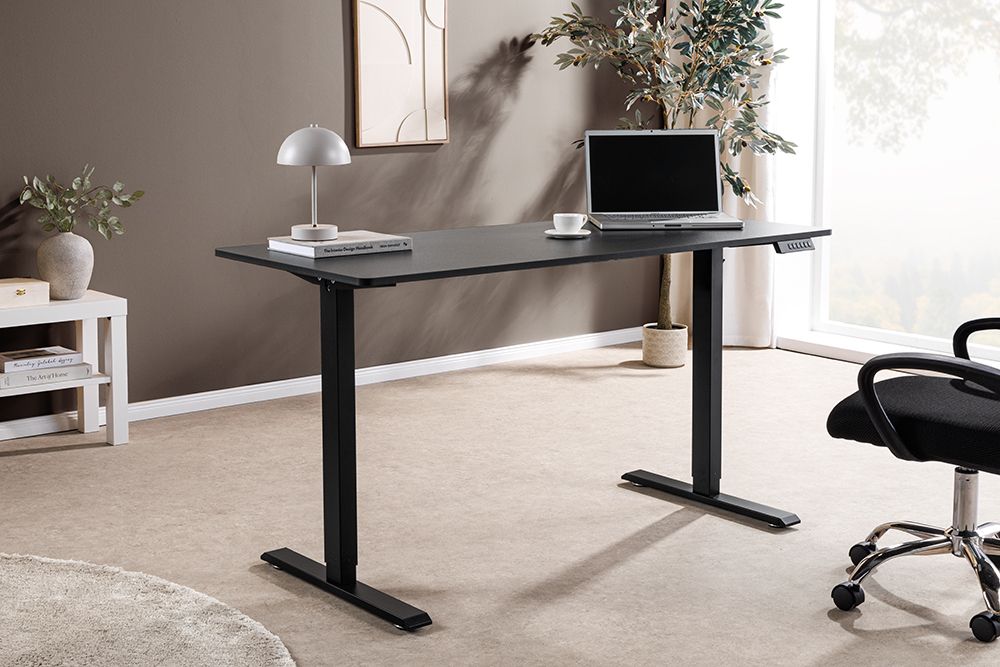 Höhenverstellbarer Schreibtisch BLACK DESK 140cm anthrazit schwarzes Metallgestell