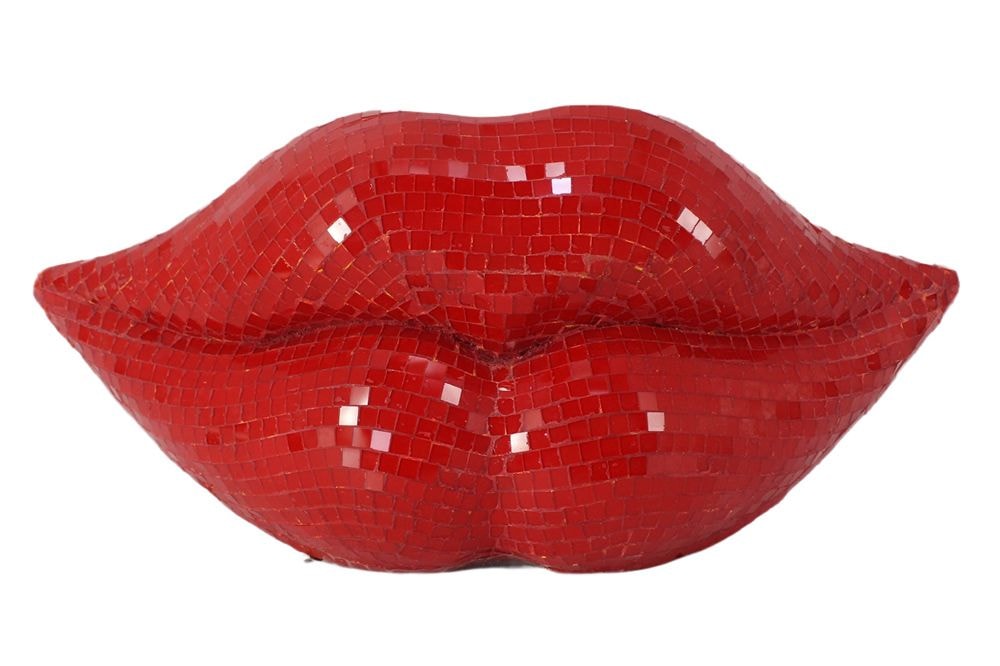 Glamouröse Deko-Figur DISCO LIP 30cm rot Glas-Mosaik-Design handmade