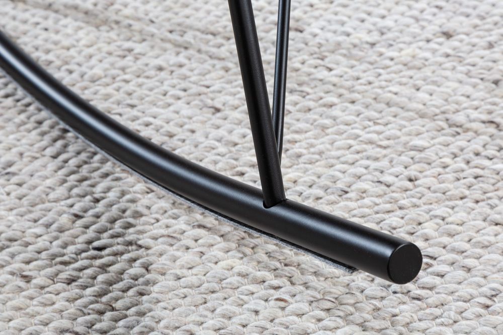 Design Schaukelstuhl SCANDINAVIA SWING weiß Bouclé Sessel schwarz Metall