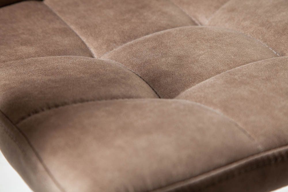 Retro Design Stuhl MODENA antik taupe Microfaser mit Ziersteppung