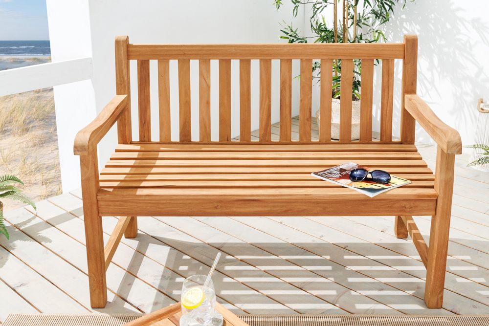 Outdoor Gartenbank EMPIRE TEAK 120cm natur Massivholz