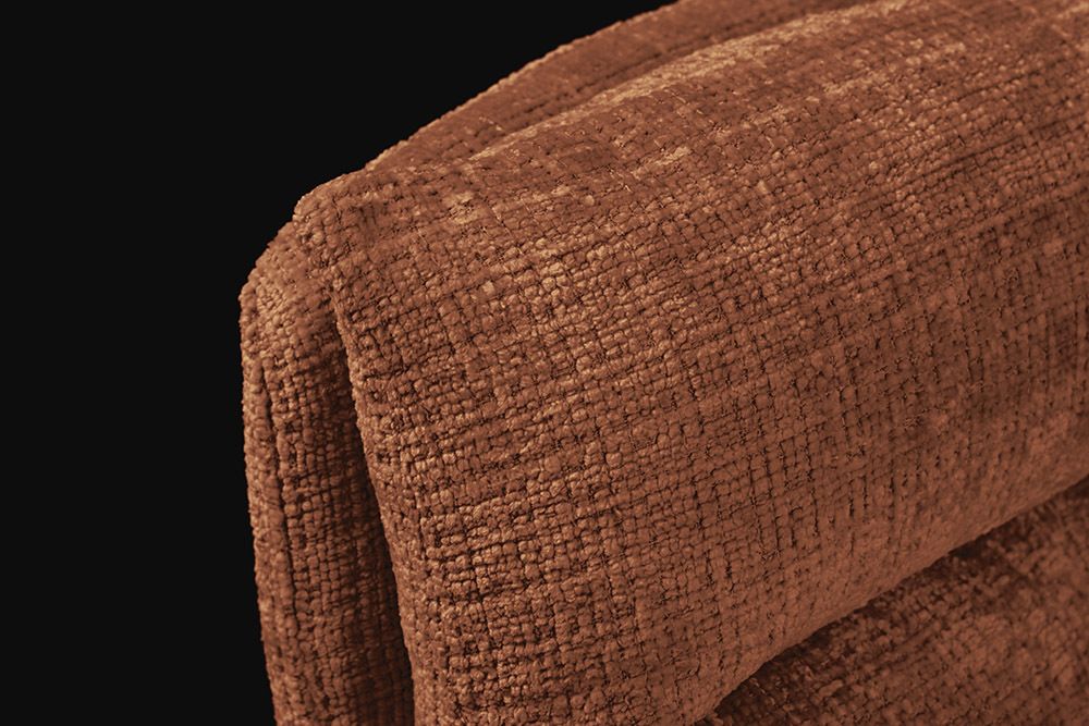 Drehbarer Stuhl BIG GEORGE rost braun Chenille Cremona natur Buchenholz mit Armlehnen