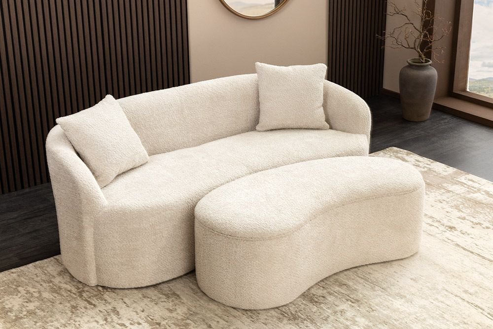 Extravagantes Sofa ELEMENTAL 180cm champagner beige Feinstrick Bouclé 2-Sitzer