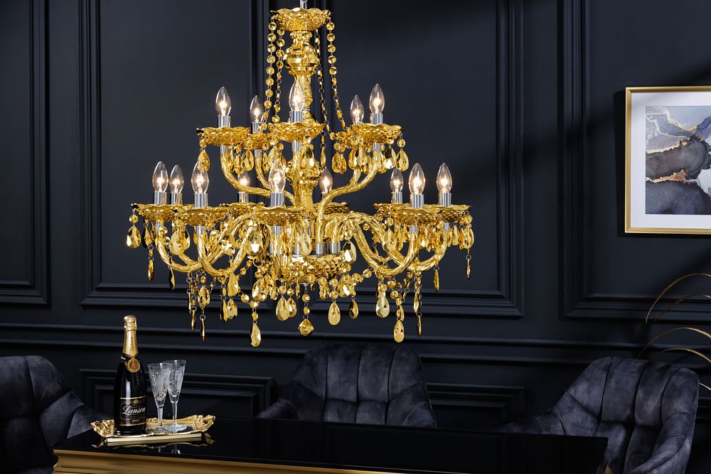 Design Kronleuchter CRYSTAL XL 80cm gold 15-armig Lüster Kristall-Lampe