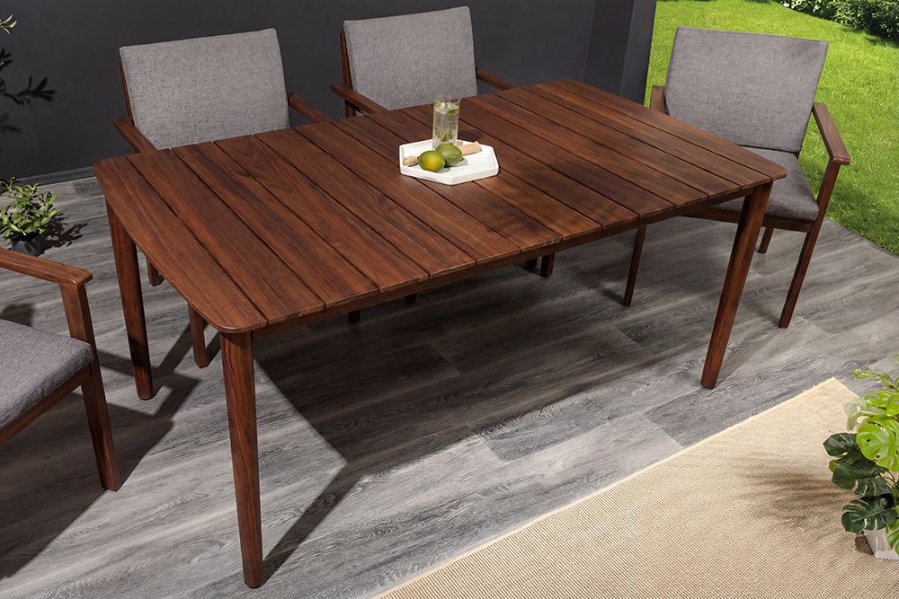 Wetterfester Gartentisch KOPENHAGEN 160cm braun Akazie honey finish Massivholz Outdoor