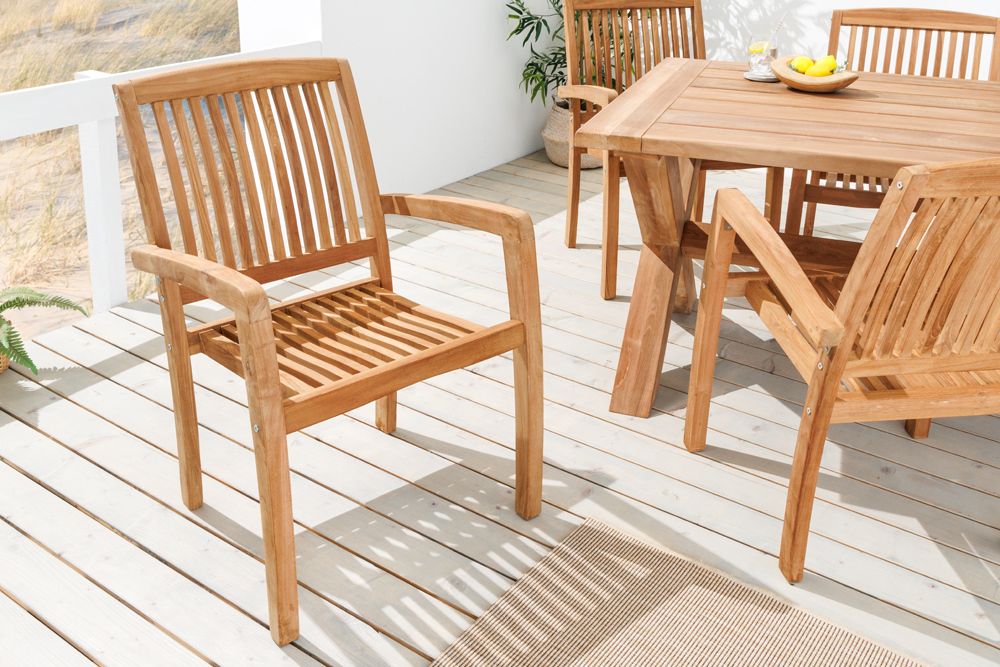 Massiver Gartenstuhl EMPIRE TEAK natur Teakholz stapelbar