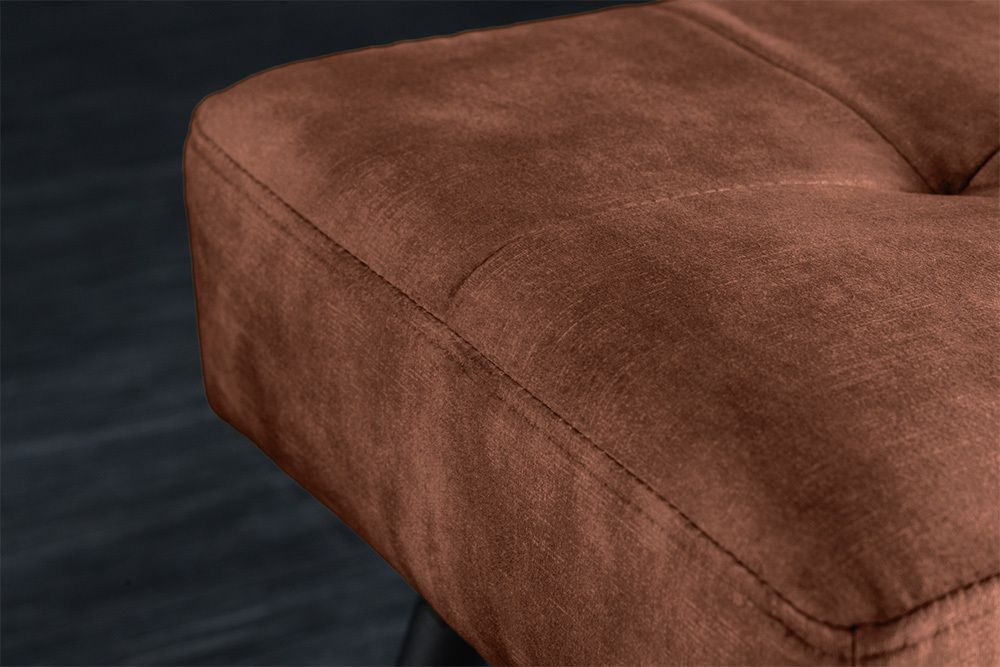 Design Sitzbank BOUTIQUE 100cm rostbraun Samt schwarze Metallbeine Polsterbank