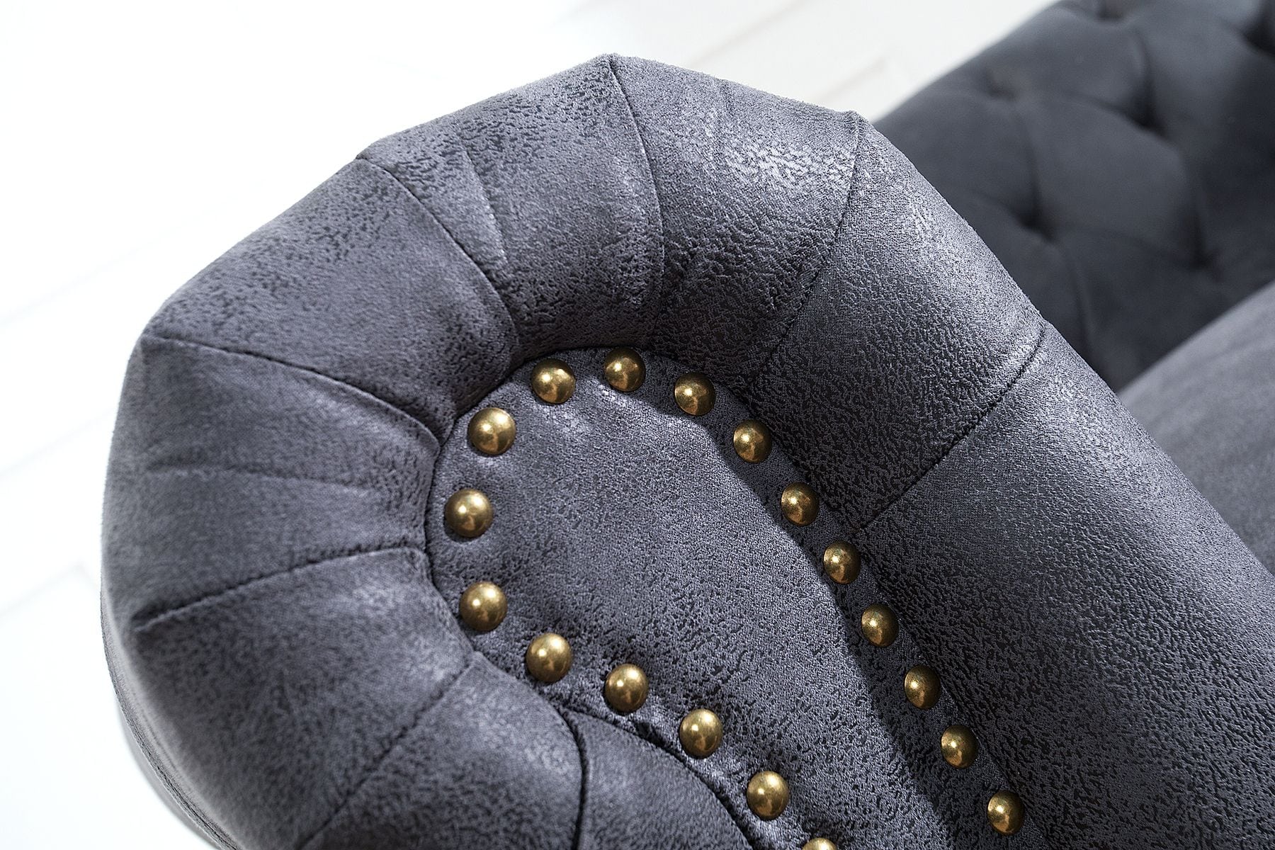 Design 3er Sofa CHESTERFIELD 200cm antik grau Federkern 3-Sitzer Loungesofa