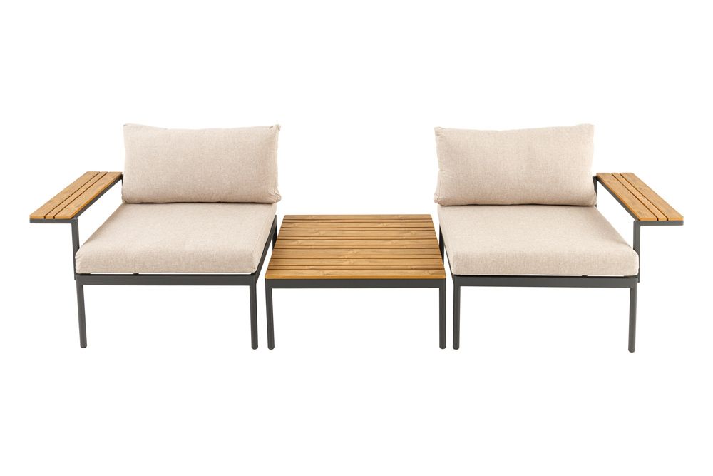 Outdoor Lounge Sitzgruppe MOBILE MODULAR 240cm anthrazit greige inkl. Kissen