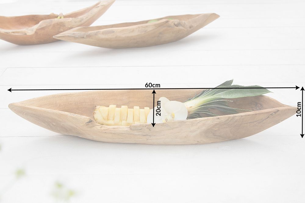 Massive Schale NATURE BOAT 60cm natur Teakholz Wurzelholz