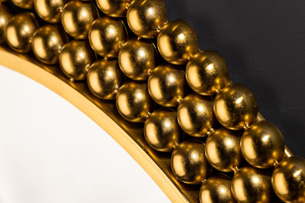 Runder Wandspiegel PEARLS 75cm gold Metall