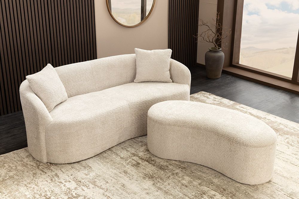 Extravagantes Sofa ELEMENTAL 180cm champagner beige Feinstrick Bouclé 2-Sitzer